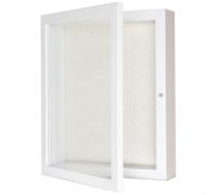 Wooden Wall Mounted Shadow Box Display Frame with Front Facing Door Magnetic Closure for Photos Memorabilia and Small Collectibles (white8*10)