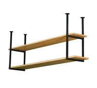Wooden Wall-Mounted Sto Shelf 2-Tier Hanging Rack for Kitchen Wine Rack & Plant Stand Easy Assembly (150x30x80cm) Perfect for Bars Cafés & Home Décor