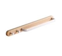 Wooden Wall-Mounted Towel Rack Rustic Log Style No Drill Multi-Functional Hook for Bathroom/WC 48cm White (68cm) - Space-Saving Storage Solution