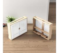 Wooden Wall Mounted WiFi Router Storage Box, 2 Layer Cable Management Shelf with Cabinet Door for TV and Power Strip, Ideal Organization Solution
