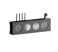 Wooden Wall-Mounted WiFi Router Storage Box, Organizer Rack with Frosted Acrylic Door for TV Cabinet & Media Console, Remote Control & DVD Holder, Stylish Black Decor (D-70.3x10x20cm)