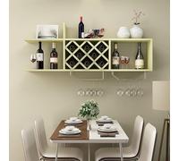 Wooden Wall Mounted Wine Rack with Honeycomb Design - Space Saving Horizontal Wine Display & Glass Hanging Stand - Elegant Multi-Functional Shelving Solution for Home & Kitchen