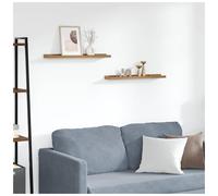 Wooden Wall Shelf Brown 60x9x3cm Engineered Wood 2-Tier Minimalist Slim Display