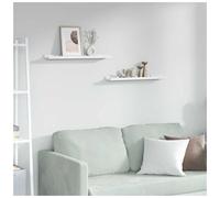 Wooden Wall Shelf White Marble 60x9x3cm Engineered Wood 2-Shelf Minimal Shelf XL