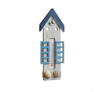 Wooden Wall Thermometer in Fish Form with Sailboat Detailing for Oceanic Theme Home Office and Study Spaces (A)