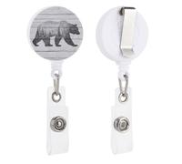 Wooden Wall with A Bear Vintage Retractable Badge Holder Reel Clip ID Card Holder for Doctor Nurse Student Office Worker