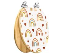 Wooden Walnut Elongated Toilet Seat - Slow Close Lid with Quick-Release Hinges, Easy to Clean (18.5x14)