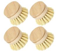 Wooden Washing Up Brush, 4Pcs Replacement Brush Heads for Eco Dish Brushes, Bamboo Dish Brushes Interchangeable Soft Bristle Refills for Washing and Cleaning