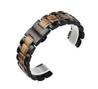 Wooden Watch Band 20mm 22mm Quick Release Wristband Unisex Stainless Steel Folding Buckle Replacement Strap(Dark brown,22mm)