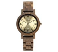 Wooden Watch for Women ZEITHOLZ, Wolkenstein Analog Watch 36mm, Made from Walnut Wood with Japanese Quartz Movement and Monthly Calendar.