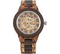 Wooden Watch Retro Wood Watch Royal Gold Roman Literal Mechanical Watches Men's Top Luxury Wooden Bangle Watch,Zebra Wood