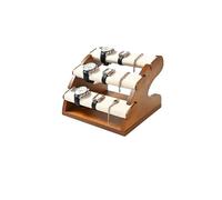 Wooden Watch Stand Jewelry Storage Rack Large Capacity Display Props Bracelet Organizer for Home Or Store Use(Flat Beige)