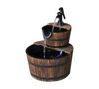 Wooden Water Pump Fountain, 2 Tier-Fir Wood/Steel