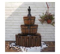 Wooden Water Pump Fountain - Outdoor Barrel Water Feature with Pump for Courtyard and Garden - Cascading Waterfall Fountain for Garden Patios Decking Outdoor Decor