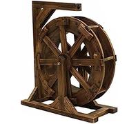 Wooden Water Wheel Fountain - Vintage Rustic Outdoor Indoor Ornamental Water Dolly for Garden, Backyard, Patio, Pond, Pool, Balcony, Porch, Yard, Diameter 80cm