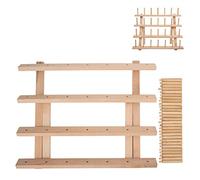 Wooden Wax Thread Holder, 4 Rows Beech Wood Thread Rack Stand for Leather Crafting, Sturdy Durable Wax Thread Storage Rack with 28 Sieves for Sewing and DIY Projects