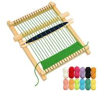 Wooden Weaving Loom Kit for Kids, Weaving Kit with 12 Coloured Yarns, Weaving Kit for Beginners, Large Frame Multi-Craft Lap Hand, Educational Toy for Creative Projects, Suitable for Beginner & Kids