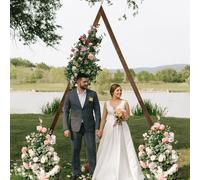 Wooden Wedding Arch 8.2FT, Triangle Wedding Arch, Wedding Arches for Ceremony, Natural Wood Wedding Backdrop Stand for Garden Wedding Parties, Wooden Arch Decor Rustic Wedding Arch Decorations