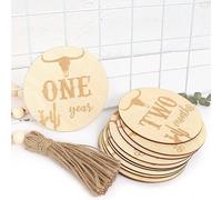 Wooden Western Baby Monthly Milestone Plaque - Cow Monthly Milestone Marker Set, Country Baby Month Signs, Cow Boy Baby Shower Gift, Gifts for New Born Baby