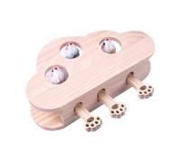 Wooden Whack A Mole Cat Toy - Interactive For Cats With 4 Mice And Sturdy Design (B, One Size)