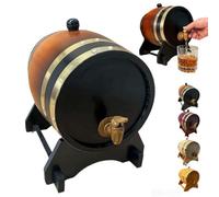 Wooden Whiskey Barrel - 3 Liter Premium Oak Cask with Stand & Spigot, Decorative Whiskey Dispenser for Aging Bourbon, for Home Bar, Unique Gift for Men Dad Father's Day Birthday (Dark Brown)