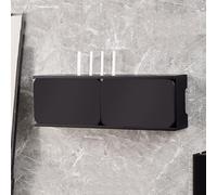 Wooden WiFi Router Shelf Router Storage Box,Wall Mounted WiFi Router Hidden Box,Modem Cable Router Cover,WiFi Box Hider Shelves for Wall,Router Cabinet for Office and Home(Black,L80cm/31.5in)