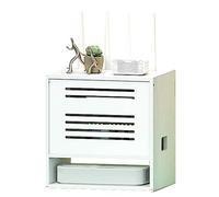 Wooden WiFi Router Storage Box, 3-Layer Modem Cover, Flip Lid Design, Office Desktop Organizer, 11.8x8.6x12.2 inches, Stylish White Shelf for Cable Management