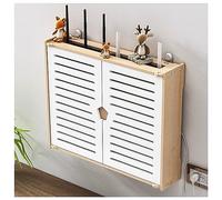Wooden WiFi Router Storage Box Router Shelf,Double Door DesignModem Cable Router,Organized Power Strip Cable Management Hider Rack (Color : White, Size : 47x10x38cm)