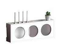 Wooden WiFi Router Storage Box - Wall-Mounted Organizer Rack with Frosted Acrylic Door for Media Console, DVD, Set-Top Box, Remote Control - Stylish White Decor (C-55.3x10x20cm)
