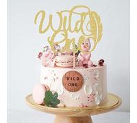 Wooden Wild One First Cake Topper- Birthday Cake Decorating Supplies for 1st Birthday Party/Baby Gender Reveal/Photo Booth Props