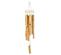 Wooden Wind Chimes, Handmade Bamboo Wind Chime 6 Tube for Patio Garden Home Décor, Natural Beautiful Sound