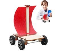 Wooden Wind Powered Car Kit - 9.5x9x12.5cm Build A Car Kit | Sail Powered Carr Model Kitt | Auto Building Projects And Experimental Learning Equipment For Primary School Students And Classroom