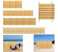 Wooden windbreakers 4 5 6 810 Pole Windbreaker Beach Summer Camping Garden Sun Wind Shelter Screen (6 Pole (5ft x 12ft), Yellow Stripe)