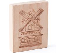 Wooden Windmill Speculoos Cookie Mold - Traditional Speculaas Mold for Dutch Holiday Cookies | Hand-Carved Wooden Cookie Press for Baking Christmas Spiced Biscuits