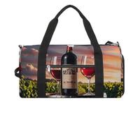 Wooden Wine Barrel on Wine Bottle Gym Bag for Men Women Water Resistant Duffle Bag Travel Lightweight Bag for Travel Sports, white, One Size