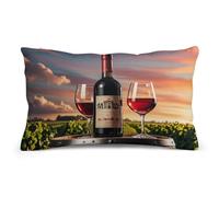 Wooden Wine Barrel on Wine Bottle Lumbar Throw Pillow Covers 8"x12" Decorative Rectangle Pillowcase with Hidden Zipper Pillow Case Soft Cushion Cover for Couch Bedroom Living Room Only Cover No Insert
