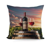 Wooden Wine Barrel on Wine Bottle Pillow Covers with Zipper for Sofa, Soft Plush Pillowcase for Living Room, Cozy Fluffy Cushion Covers for Bedroom, Breathable Throw Pillow Cover for Hotel, 18 In