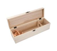 Wooden Wine Box, 1 Bottle, Wine Storage Box, Small Wooden Chest with Lid, Gift Box for Wine Bottles, Natural Wood Box for Birthday Party, 35 x 10 x 10 cm