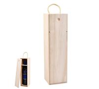 Wooden Wine Box, 35x10x10 cm Wine Bottle Gift Box with Handle, Natural Wood Wine Holder, Single Bottle Wine Box, Wine Bottle Gift Case for Party Birthday Weddings Housewarming Anniversary