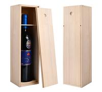 Wooden Wine Gift Box, Single Wine Bottle Storage Box, Wood Champagne Packaging Box with Slide Top, Unpainted Wooden Liquor Bottle Box for Christmas Birthday Party Wedding Anniversary
