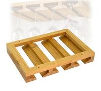 Wooden Wine Glass Rack, Under Cabinet Stemware Holder, Drying Storage Organizer, Convenient Hanging Cup Holder with Installation Tools Included