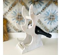 Wooden Wine Rack 4 Bottle - Free Standing Whitewash Wine Holder Decorative - Wine Rack