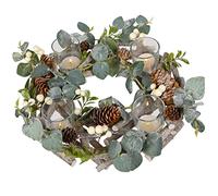 Wooden Winter Tea Light Holder Leaf & Berry Candle Holder Wreath Lantern Jar Christmas Decoration Table Centrepiece