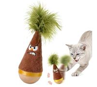 Wooden Wobble Cat Toy Kitten Silent Interactive Fun Self-Righting Teaser