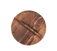 Wooden Wok Lid Natural Wood Pot Lid Pan Skillet Lid Round Wood Pot Cover Stir Fry Pans Lid Cooking Pan Lid with Handle, Lid for Frying Pan, Wood Cooking Accessories (Carbonized Color, 36cm)