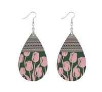 Wooden womens earrings African wood hoop native american Natural Ethnic Earrings for valentines Daily Wear & Gifts Ethnic Flowers Pastel Peach leaf aretes vintage para mujer