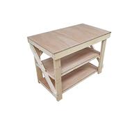 Wooden Workbench 18mm Eucalyptus Hardwood Ply Top - With Double Shelf (4ft)