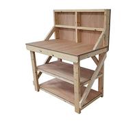Wooden Workbench 18mm Eucalyptus Hardwood Ply Top - With Double Shelf - With Back Panel (5ft)