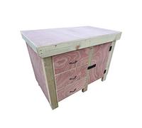 Wooden Workbench Tool Cabinet with Lockable Cupboard 18mm Eucalyptus Hardwood Top - Double Shelf (4ft)