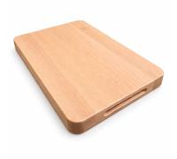 Wooden World - Beech Wood Chopping Block Extra Thick Oiled Cutting Board with Side Grip Handles Rounded Edges Large Wooden Butcher Block for Kitchen Food Prep and Serving - 50 x 35 x 4 cm